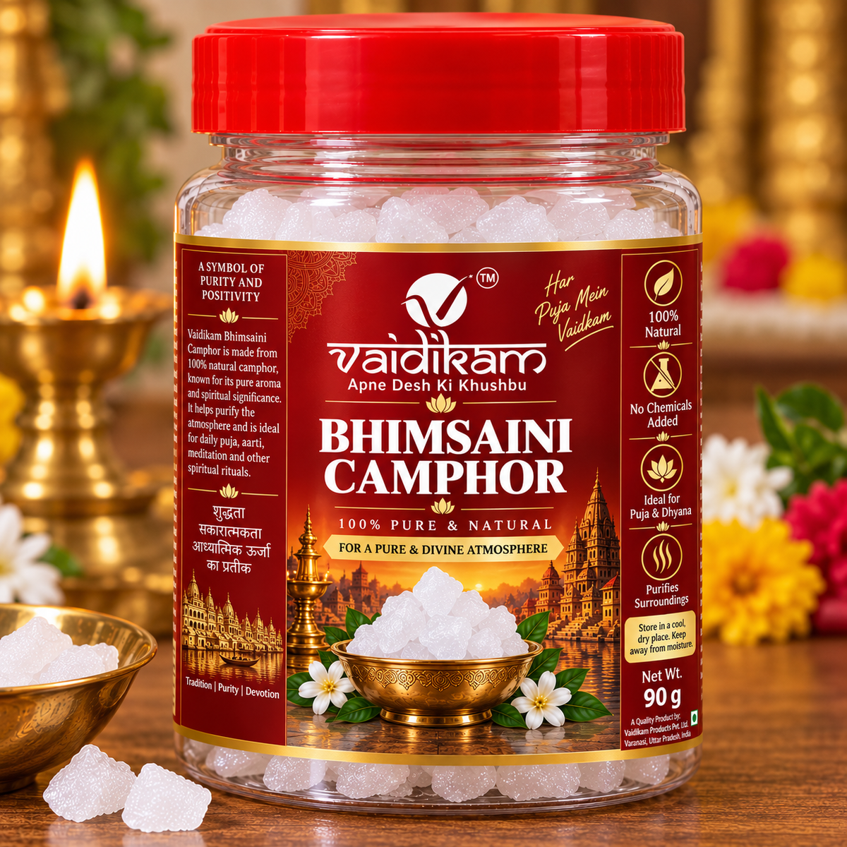 Vaidikam Bhimseni Camphor – Premium Kapoor for Puja 90 gm Vaidikam Products Pvt Ltd