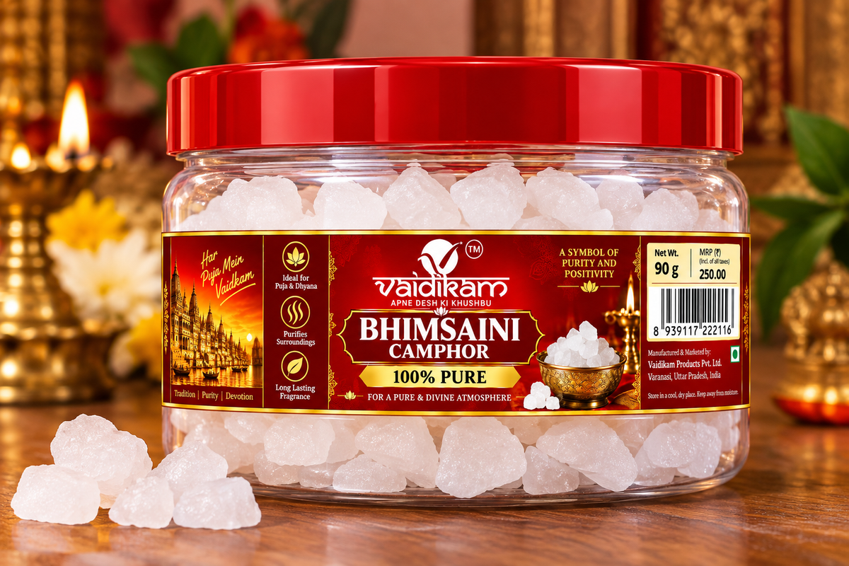 Vaidikam Bhimseni Camphor – Premium Kapoor for Puja 90 gm Vaidikam Products Pvt Ltd
