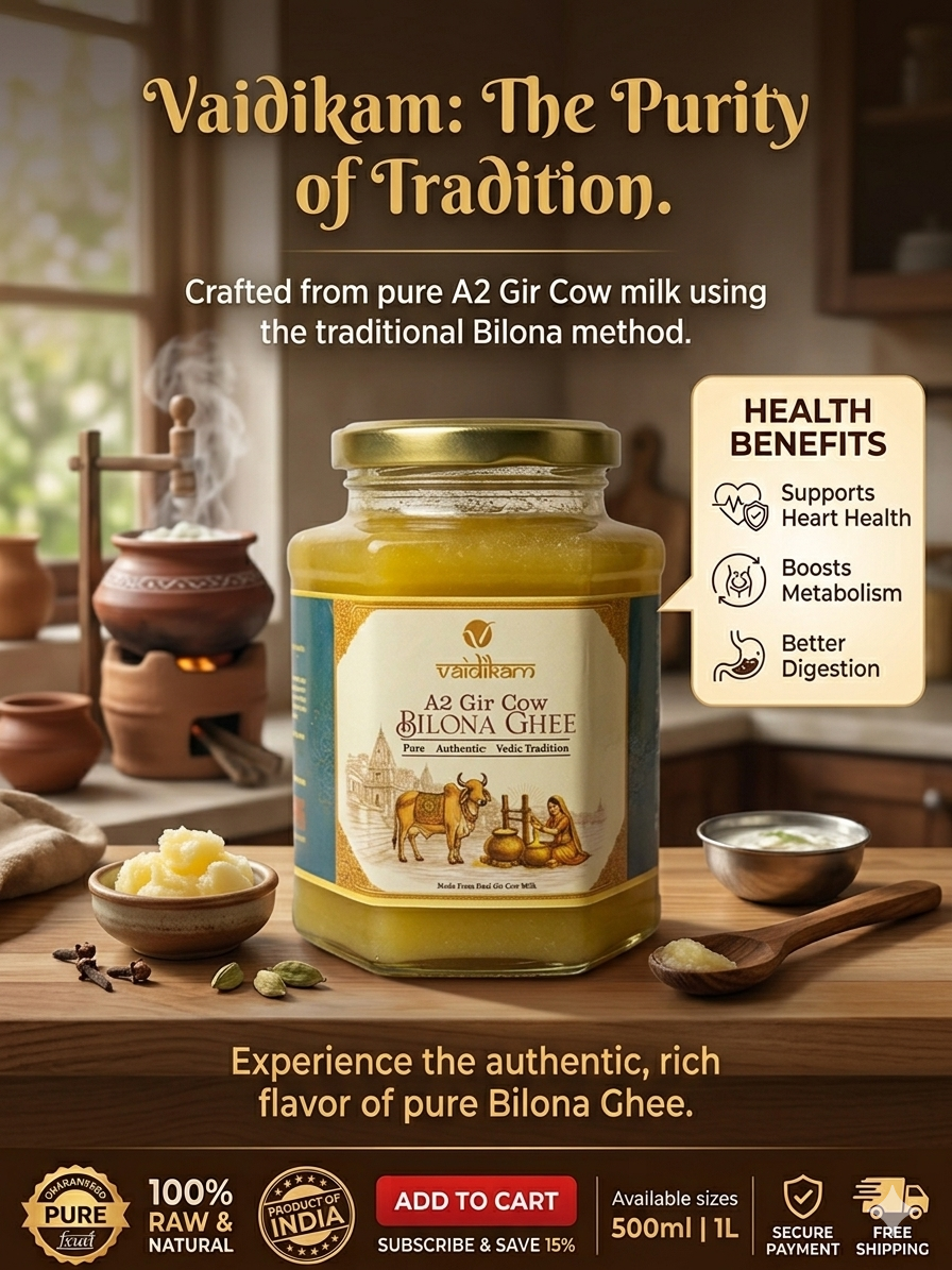 Vaidikam A2 Gir Cow Bilona Ghee – Shuddh Parampara ka Asli Swad ( 500 gm) Vaidikam Products Pvt Ltd